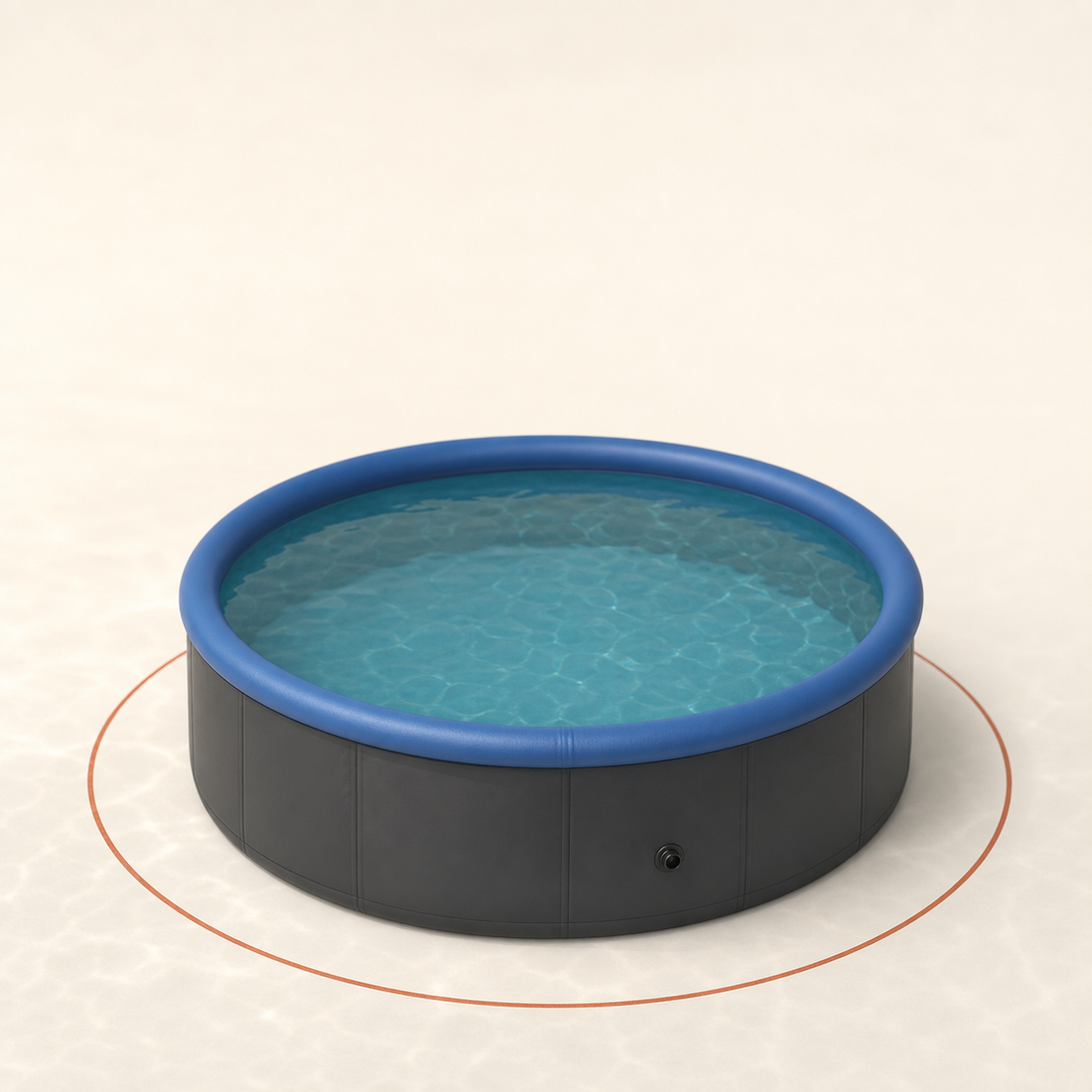 Hippool Circle drop-stitch pool with an even clear working margin marked around it on every side