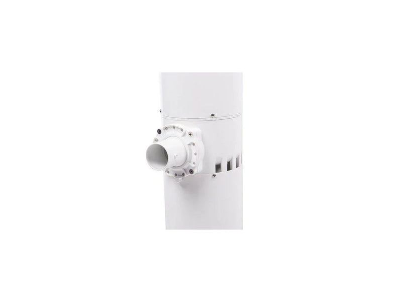 Close-up of the swim jet column, showing the outlet fitting and its flange