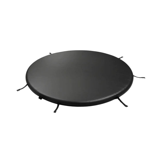 Hippool pool cover, a circular cover with edge straps, shown from above